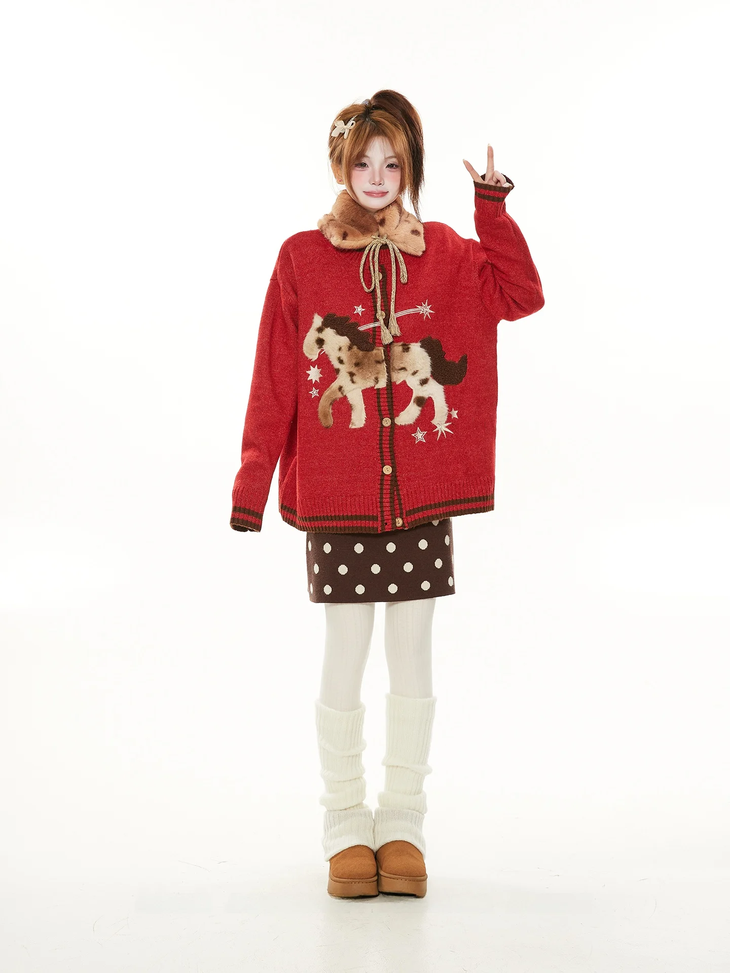 

Красный вязаный пушистый шарф, неосновной свитер, верхняя одежда, женский свободный ленивый вязаный открытый кардиган, милый Sle, полиэфирное волокно