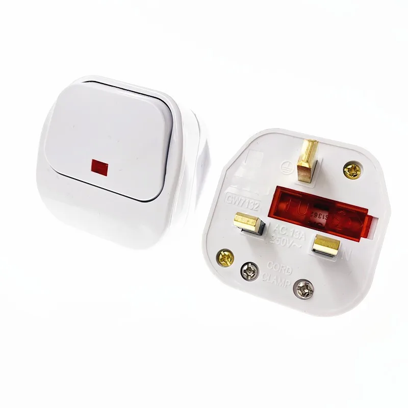 UK 3 Pin Switch 250V 13A AC Power Plug With Switch Male Electrical Socket Fused Connect Cord Overload Protection Adapter