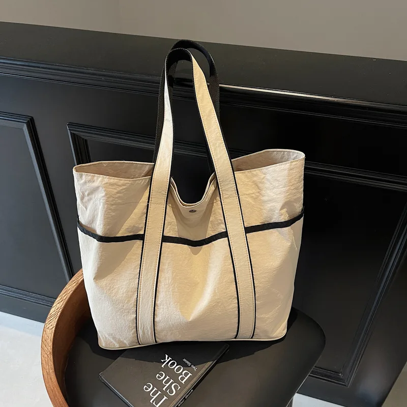 Canvas tote bag women's multi-pocket design large capacity women's handbag shoulder bag travel bag sports yoga bag