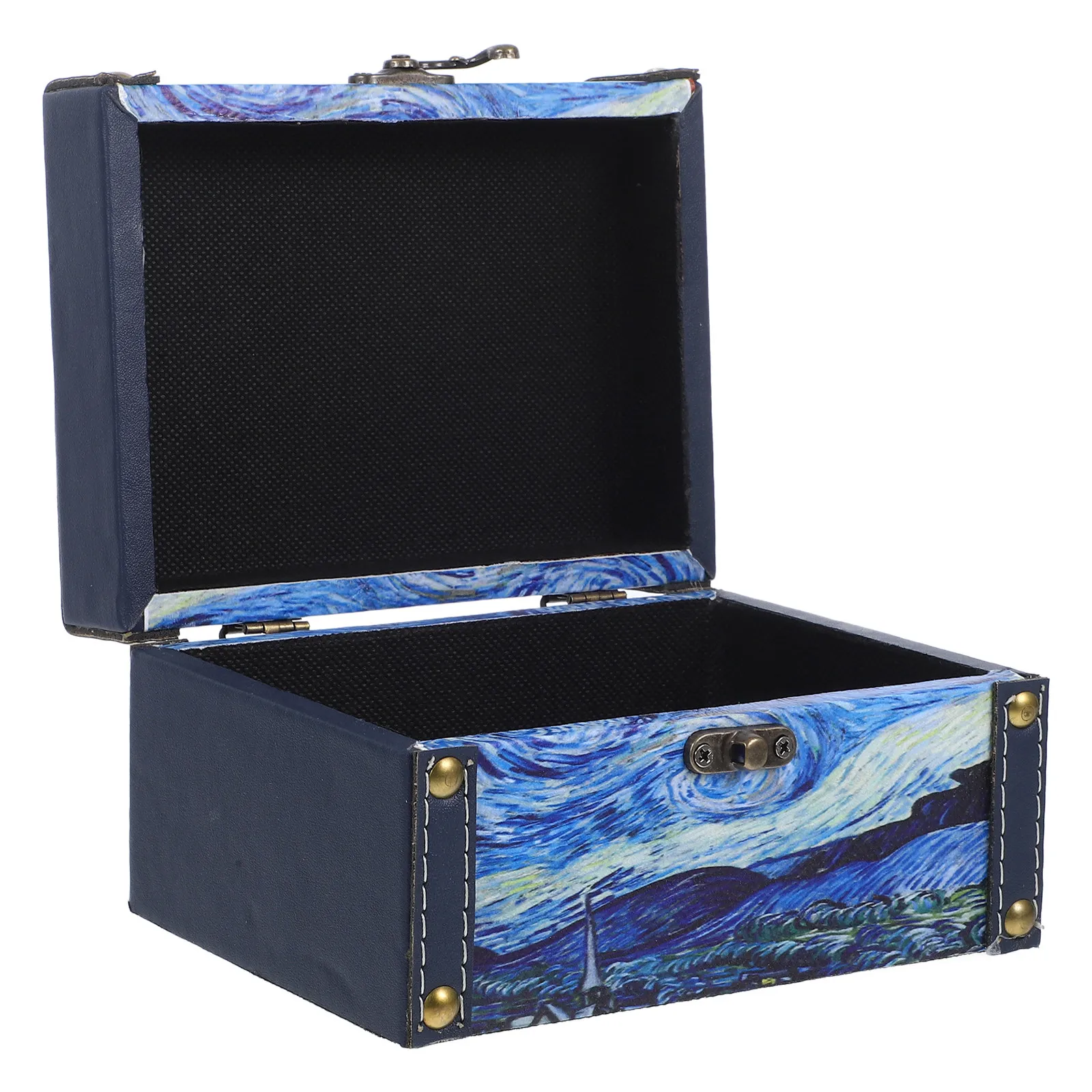 

Oil Painting Style Wooden Storage Box Home Organizer Large Jewelry Keepsake Chest Decorative Treasure Chest Box Unique Pattern