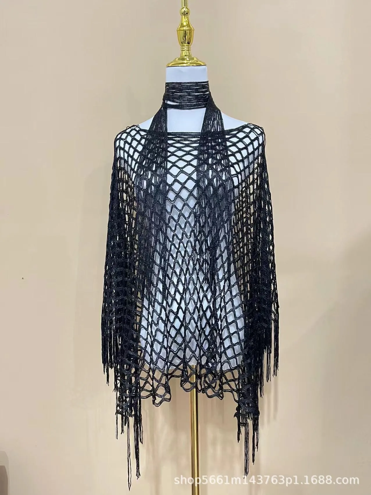 니트 레이스업 판초 멀티웨어 비치 숄 다용도 커버업