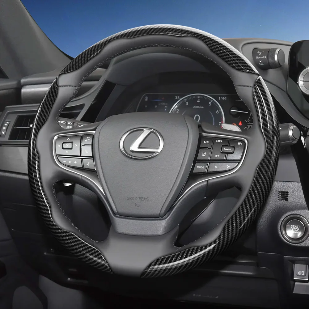 Suitable for Lexus Carbon Fiber Texture Steering Wheel Cover with Segmented Quick-Release Design, Durable, for Models Such as Rx Nx Es Gx Lbx Ux Is Rz Lx Tx Ls Lc Lm, Available in Black, Blue, Red, Silver, and White