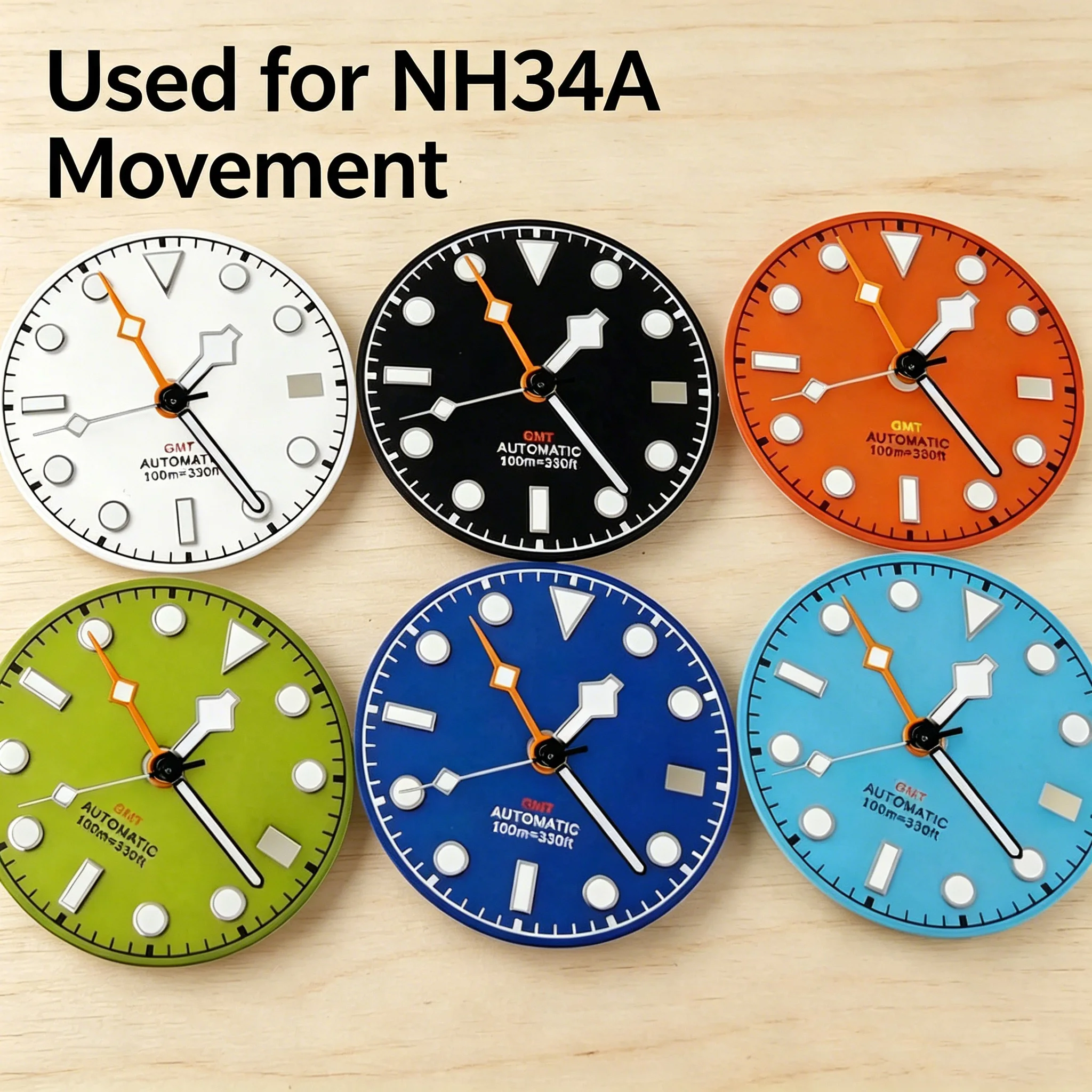 Luminous NH34A GMT Model Watch Dial 29mm MOD Parts Fit for Diver Men's Watch Snow Flake Hands Watch Accessories