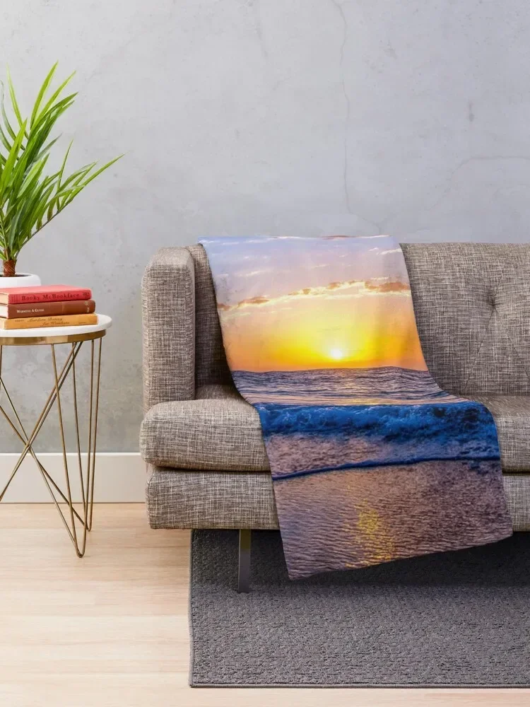 Beautiful Sunset Scene by the beach Throw Blanket Sofa Quilt bed plaid Luxury Throw Blankets