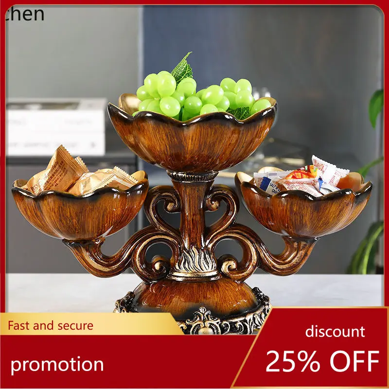 

Zml ornament coffee table for homeretro wood grain dried fruit plate melon seed plate tissue box set