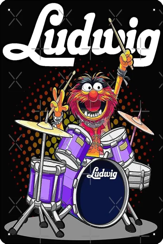 ANIMAL DRUMMER LUDWIG DRUMS Photographic Print Metal Tin Sign 12 X 8 Inch Funny Man Cave Home Office Bar Decor