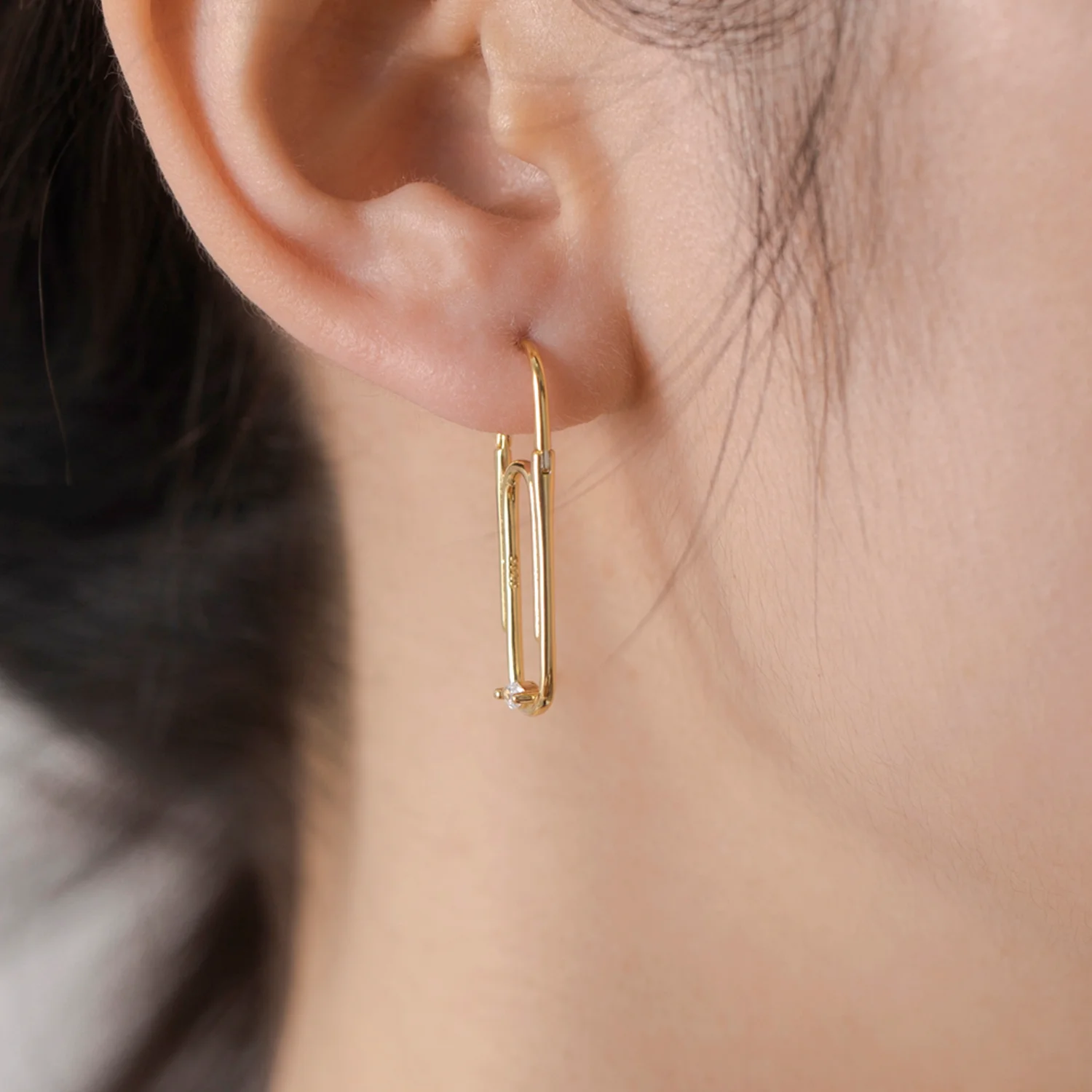 ANDYWEN 100% 925 Sterling Silver Gold Pin Thread Hoop Clip Rock Punk Huggies Single 2023 Wedding Jewelry Gift Plain Earring