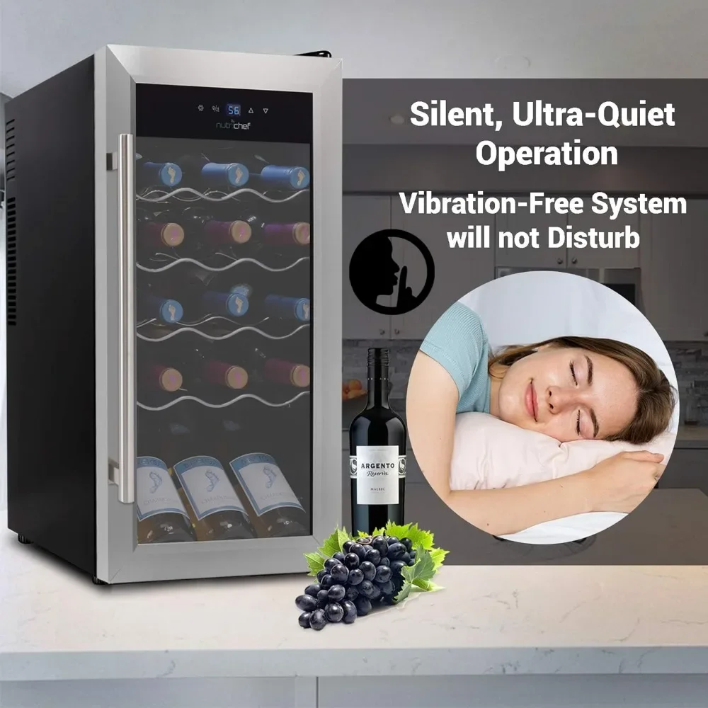 Nutrichef 18 Flaschen Kompressor Wein kühler Kühlschrank großer freistehender Weinkeller für Rot, Weiß, Champagner oder Sekt