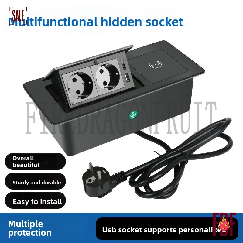 

European Standard Up Recessed Power Socket Hidden Type Multimedia Desktop Outlet Office Meeting Room