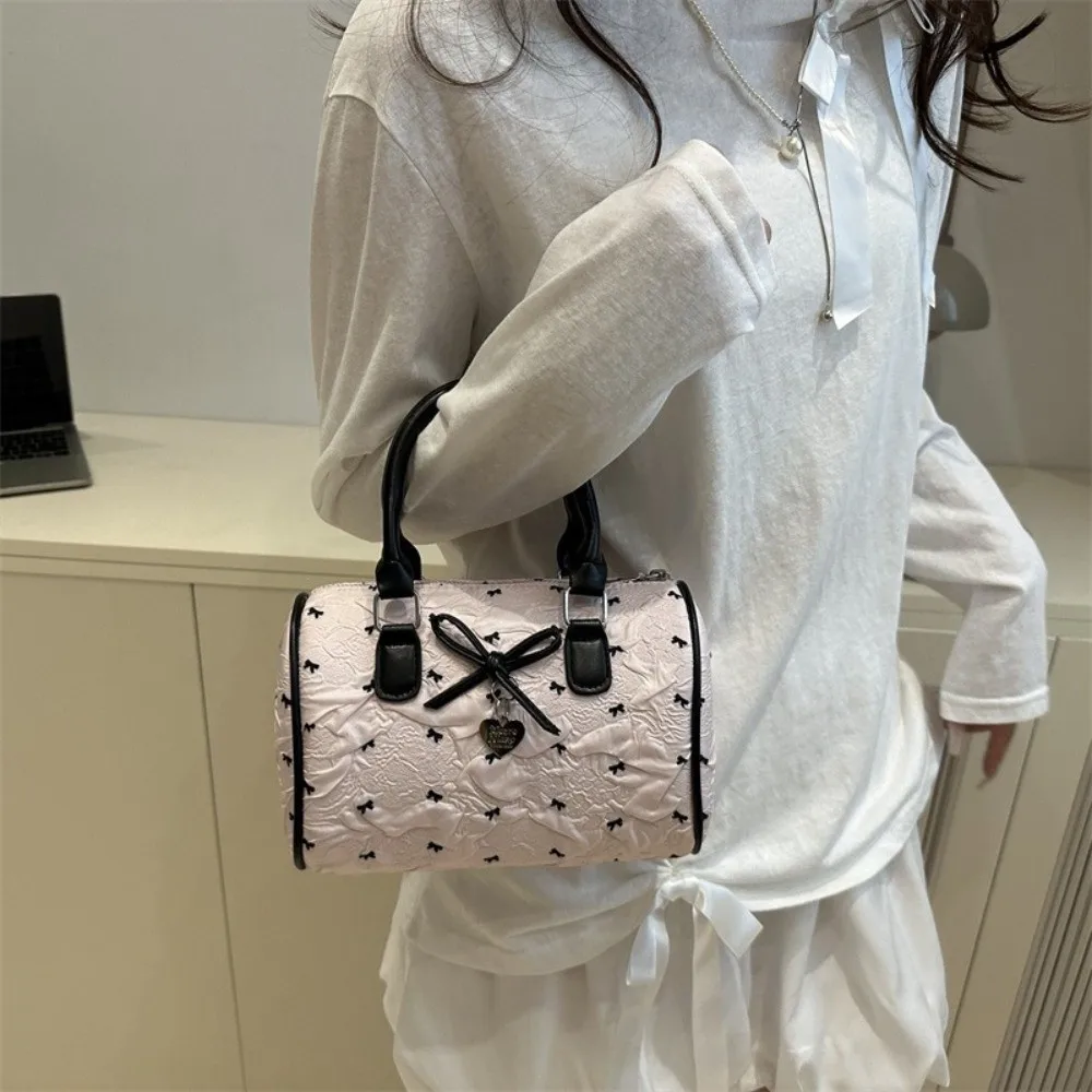 

Trendy Korean Bow Pillow Bag Versatile Small Bow Crossbody Bag PU Leather Sweet Women's Handbags Ladies