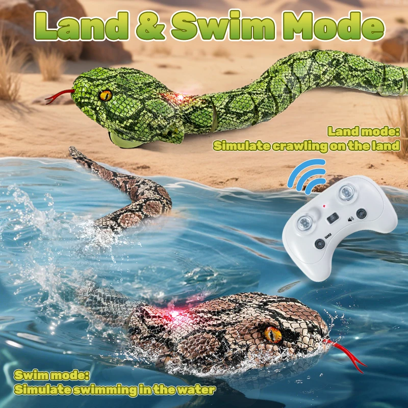 ของเล่นงูบังคับวิทยุ งูหางกระดิ่งจำลอง คลานได้ ควบคุมด้วยรีโมท พร้อมปุ่มเดโม