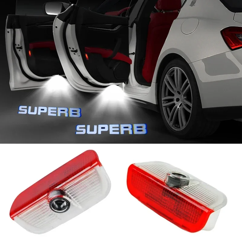 2Pcs Car Door Welcome Projector Light LED Ghost Shadow Lamp for Superb Logo 3V 3T B5 B6 B8 2009-2016 2017 2018 Accessories