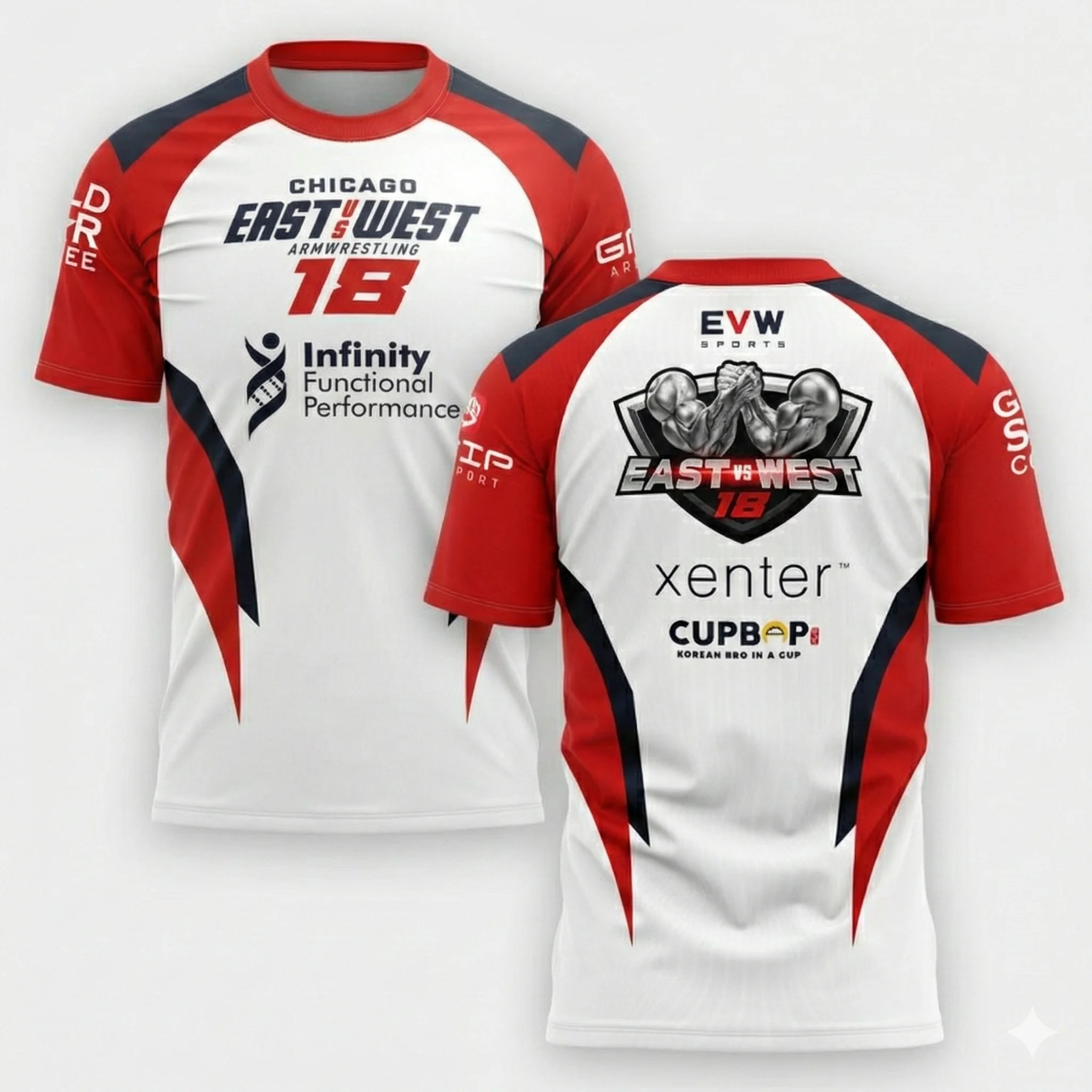 The East VS West Series 16 bis 26 Armwrestling T-Shirt, Atlantic City Sports Jersey, atmungsaktives, schnelltrocknendes Fitness-Gym-T-Shirt für Herren – Detail 7