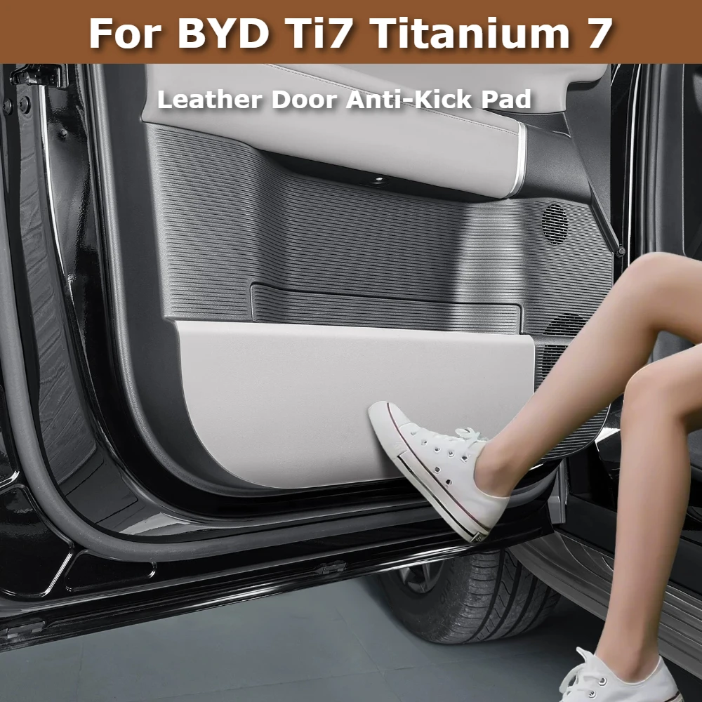 

For BYD Ti7 Leopard Titanium 7 2025 2026 Leather Door Anti-Kick Pad Car Door Protector Mat Anti-Scratch Interior Accessories