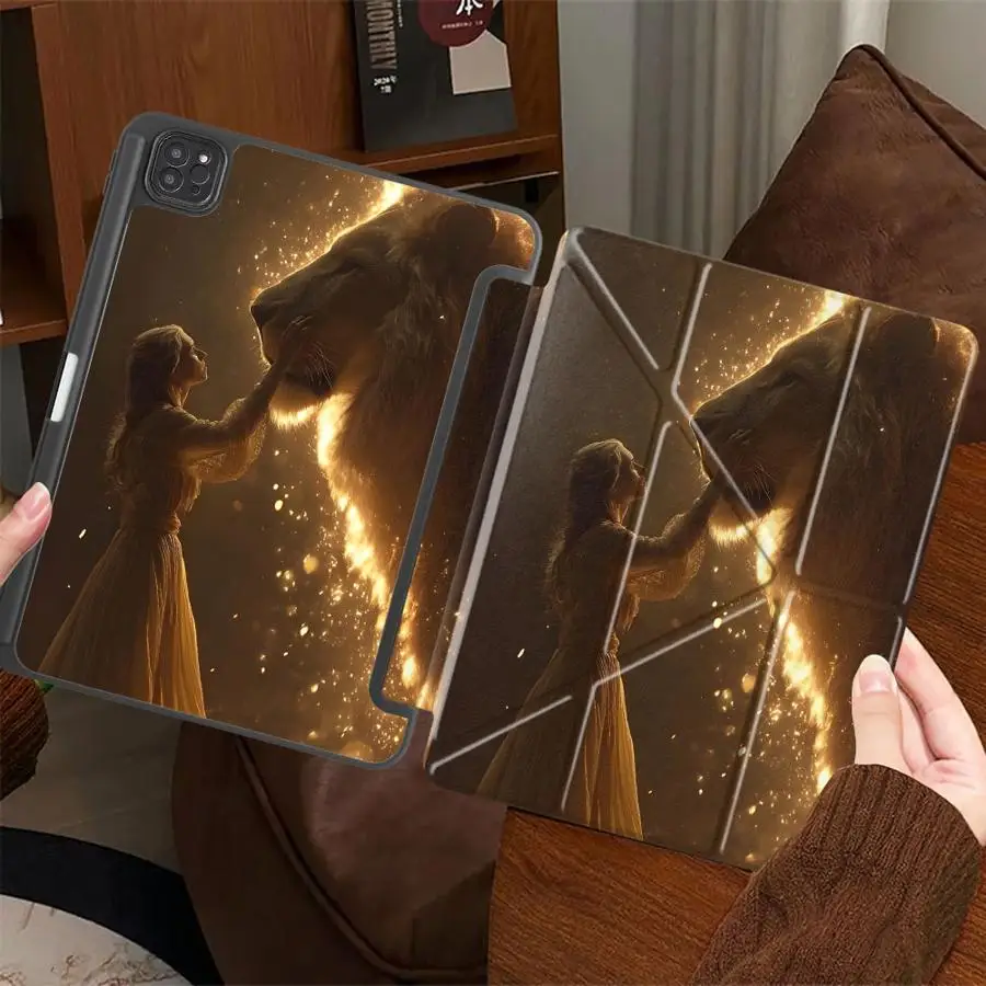 

Tablet Case For iPad Air 4 5 M3 M2 M4 11inch Pro 11th 10th 9th 8th 7th 12.9inch Mini 6 7 Pro 2025 Holder Cover Fairy Lion