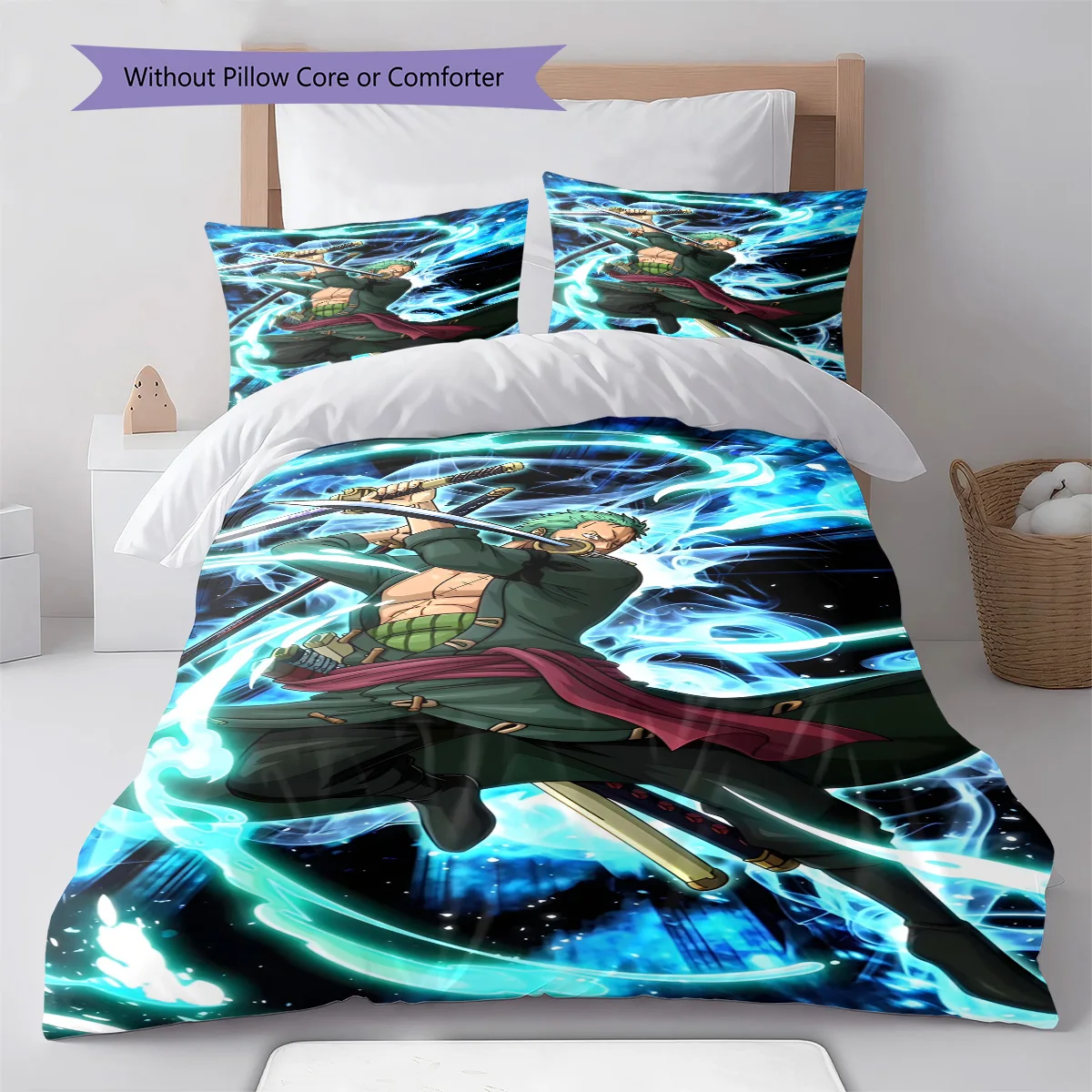 One Piece Luffy Stretching Pose Bedding Set Anime Duvet Cover Polyester Soft Comforter Set -QJY