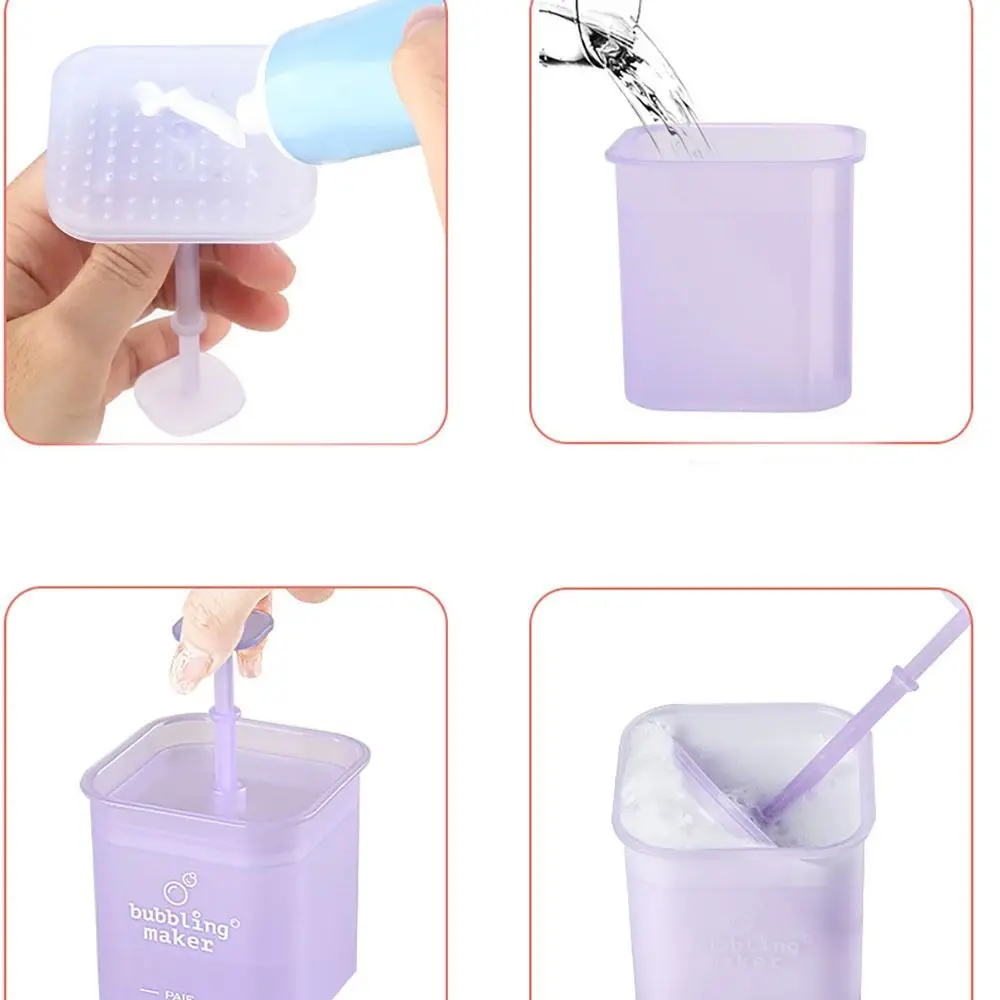 Big White Face Foam Cup Easy To Clean Lovely Manual Bubbler Plastic Bubble Foamer Home