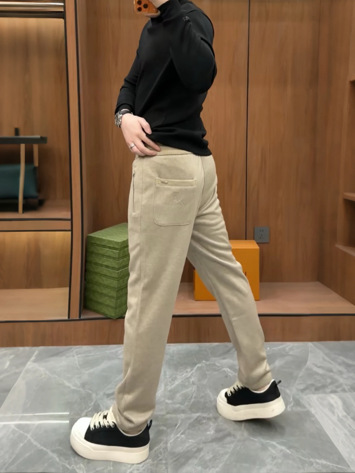 

Comfortable Acetate Wool Thiened Casual Pants for Men New Autumn Winter High Quali Versatile Straight Leg Zipper mid Waist