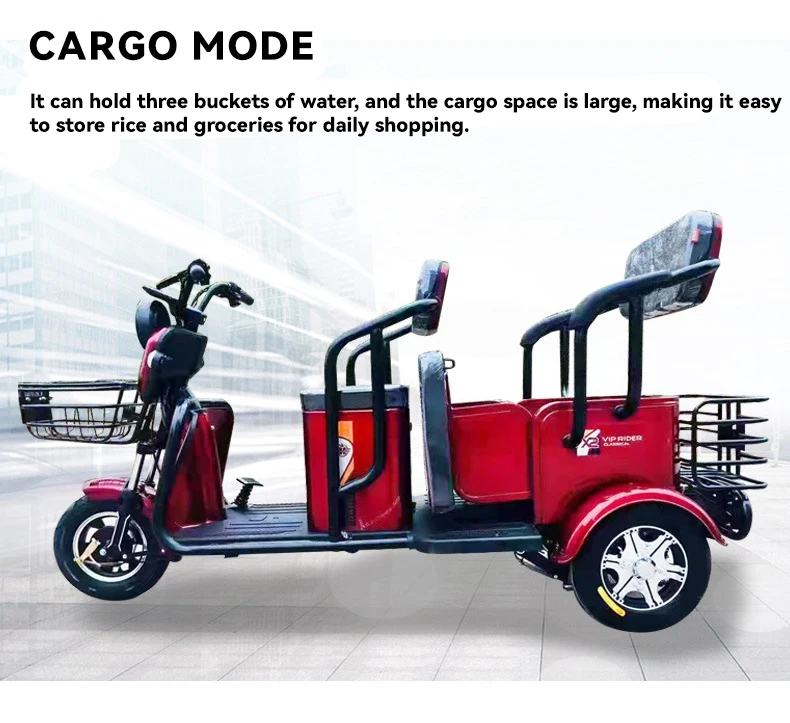 Factory Direct Price Electro Tricycle Electric Mobility Tricycle  60V 650W Electric Passenger Tricycle For Adults