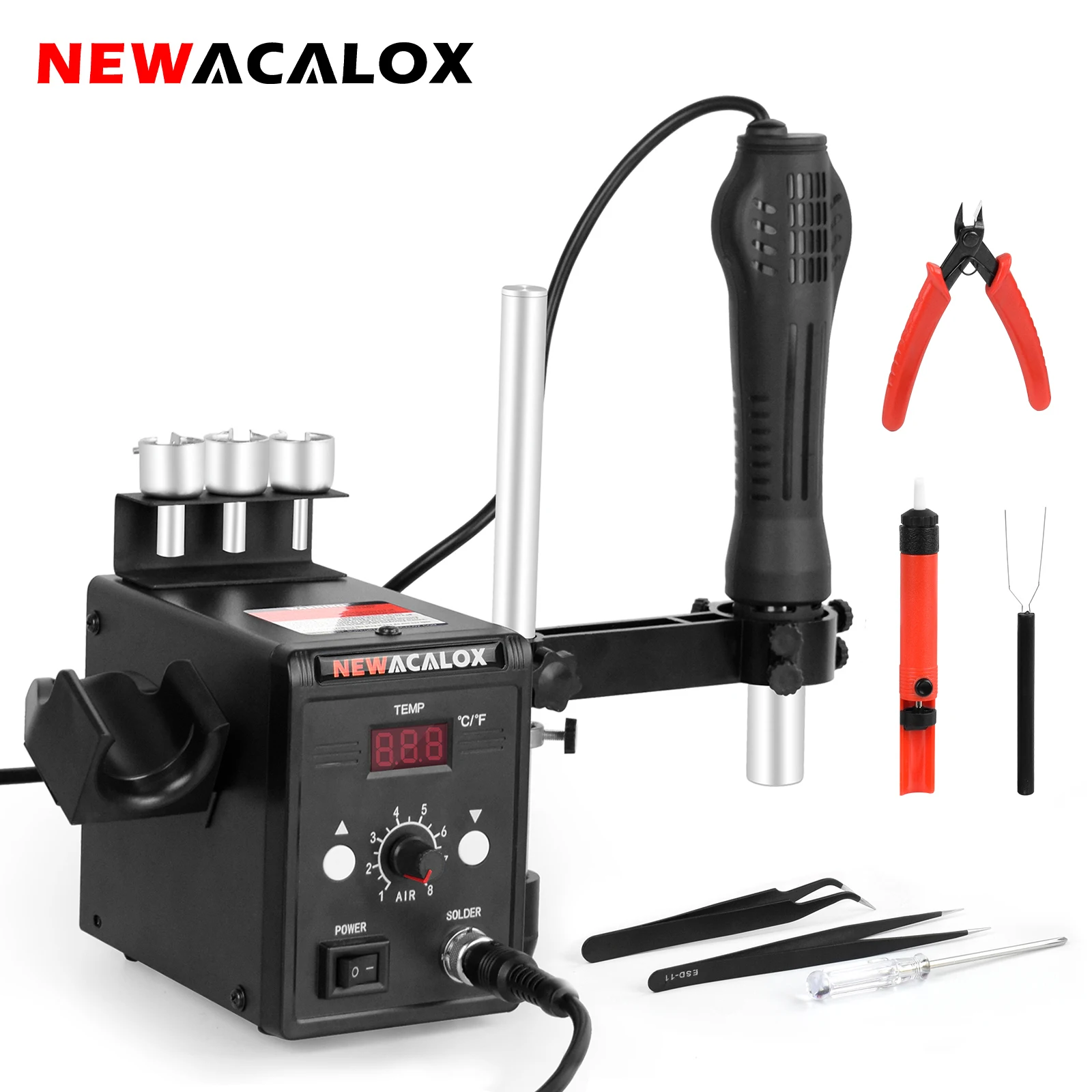 NEWACALOX 220V 700W Estación de Reparación PCB LCD temperatura ajustable pistola de aire caliente desoldar pistola de calor herramienta de estación de soldadura