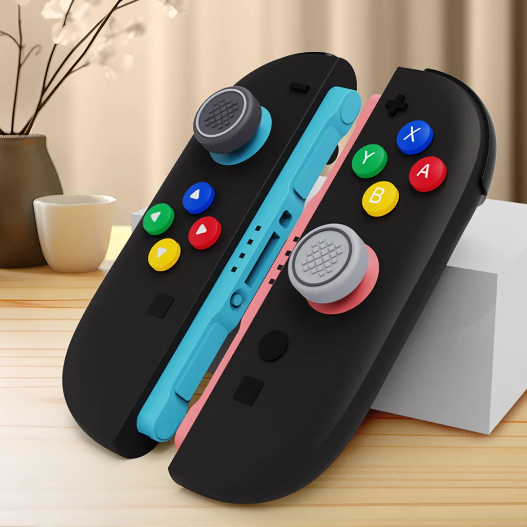 Cute Circle D-Pad AKSW-329 Silicone Thumb Grips Set for Switch 2,ABXY Key Buttons Sticker,Joystick Cover Caps For Switch 2