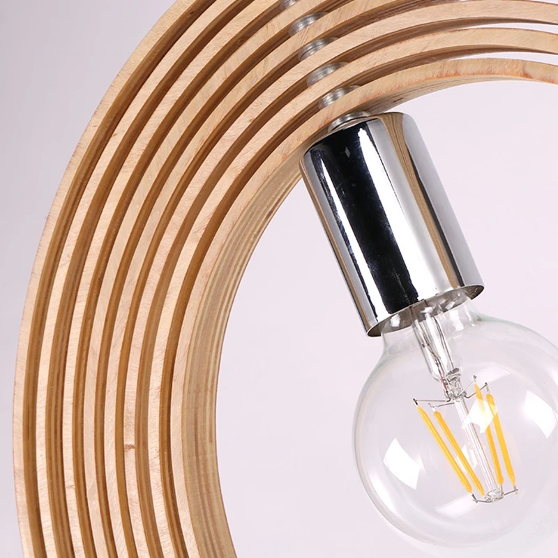 2022 New Nordic Variable Multi-Ring Solid Wood Pendant Lamp For Living Room Dining  Bar Home Decoration Lighting