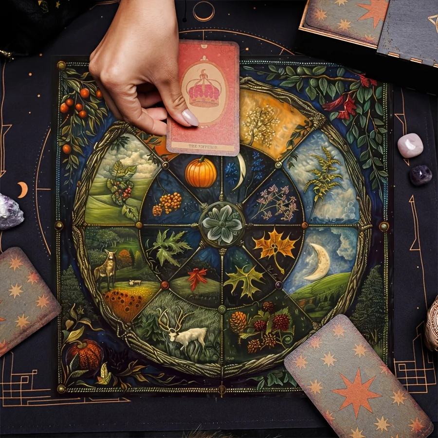 1pc Celestial Myth‑design Tarot Altar Cloth for Tarot Readings, Moon‑phase Ceremonies and Meditation Spaces