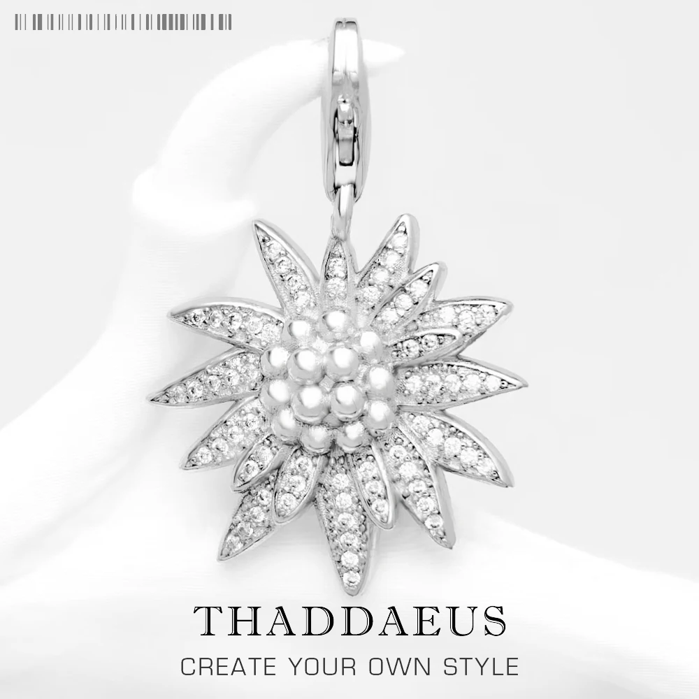 

Pendant Edelweiss Winter 925 Sterling Silver Fashion Jewelry Europe Style Trendy Accessories Gift For Women
