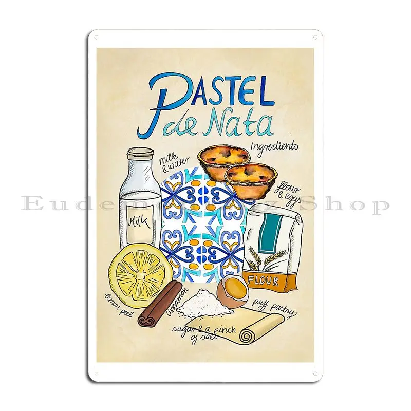 Pastel De Nata Recipe Metal Plaque Poster Plaques Club Designer Wall Custom Mural Tin Sign Poster