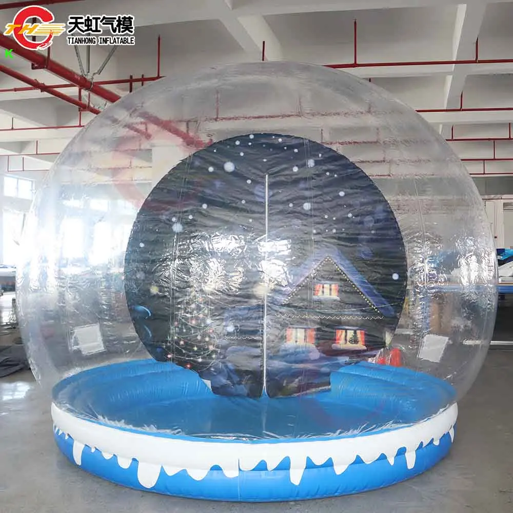 Fast Shipping 3m Dia Bubble Christmas Inflatable Snow Globe with Tunnel Backyard Xmas Party Rental Inflatable Bubble House