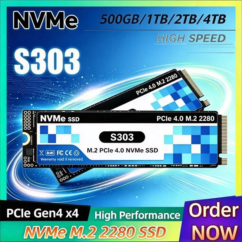 Original 1TB 2TB 4TB NVMe M.2 SSD S303 PCIe Gen4 X4 3D TLC NAND Ultra‑Fast Storage For Laptop Desktop Gaming PC