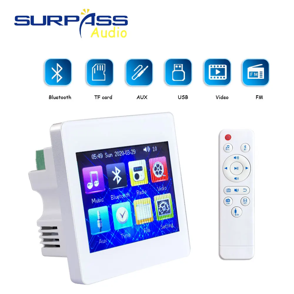 Home Theater System In Wall Amplifier Touch Screen Bluetooth Background Stereo Music Audio HiFi Music Player PA Ceiling Speaker