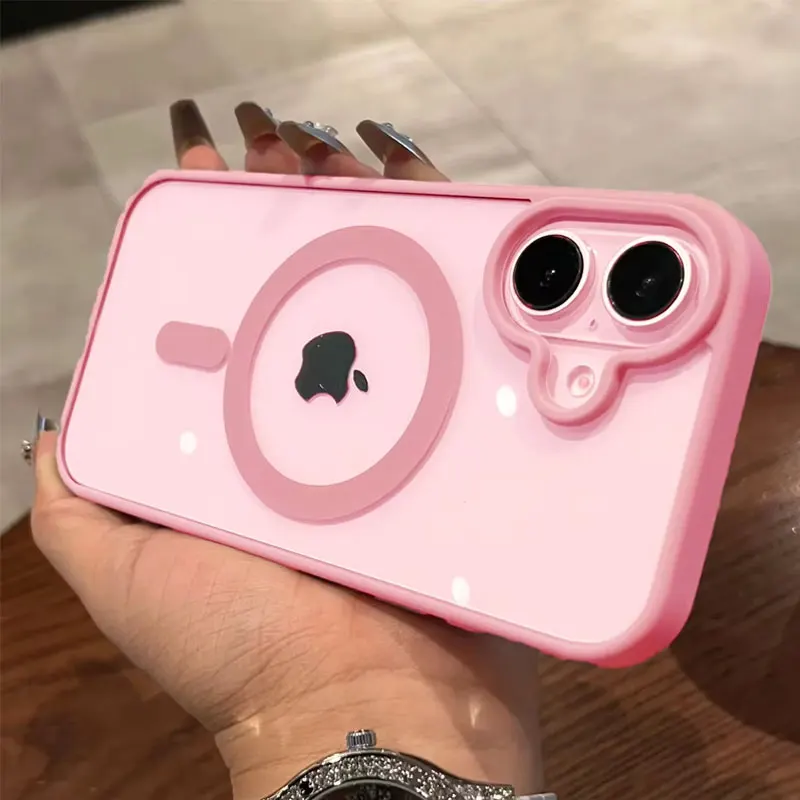 Funda transparente de lujo para Magsafe para iPhone 11 12 13 14 15 16 17 Pro Max Mini Plus, cubierta magnética con parachoques para carga inalámbrica 5