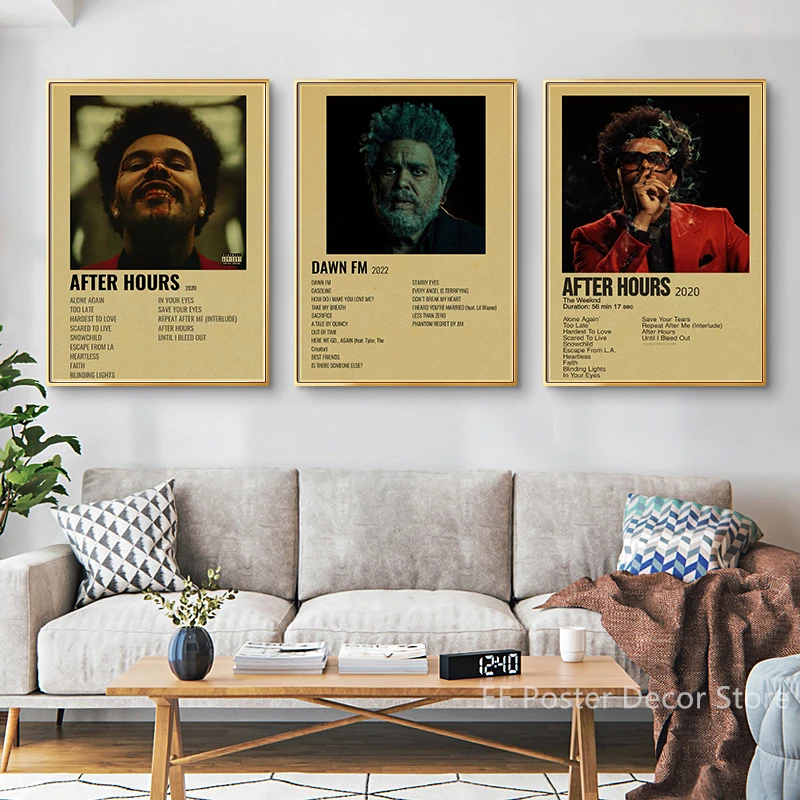 The Weeknd ملصق ألبوم الموسيقى يطبع الملصقات خمر ديكور المنزل بار مقهى غرفة الديكور ستاربوي/ثلاثية الرجعية الفن طلاء جدران #5
