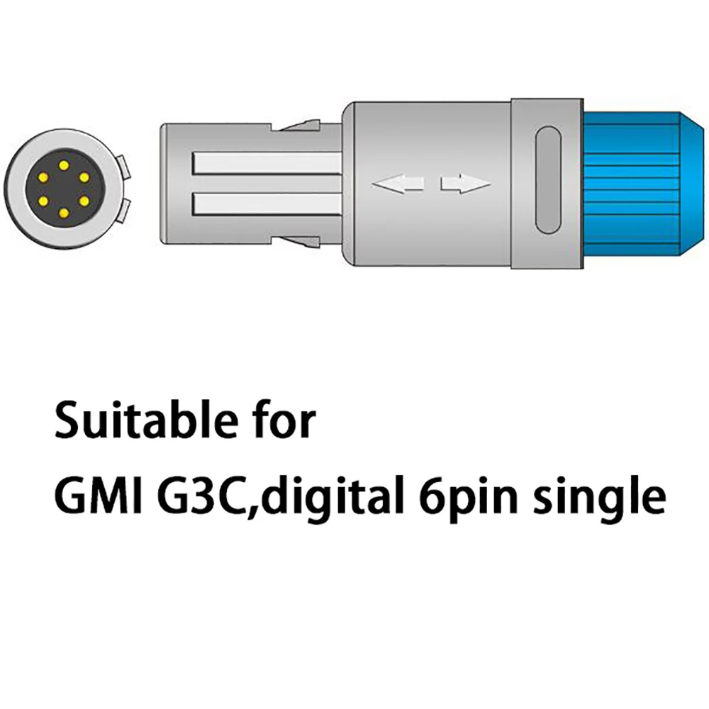 Compatible GMI G3C,Digital 6 Pin Monitor. Reusable Spo2 Probe Sensor Blood Oxygen Connector, Spo2 Cable for Pulse Oximeter