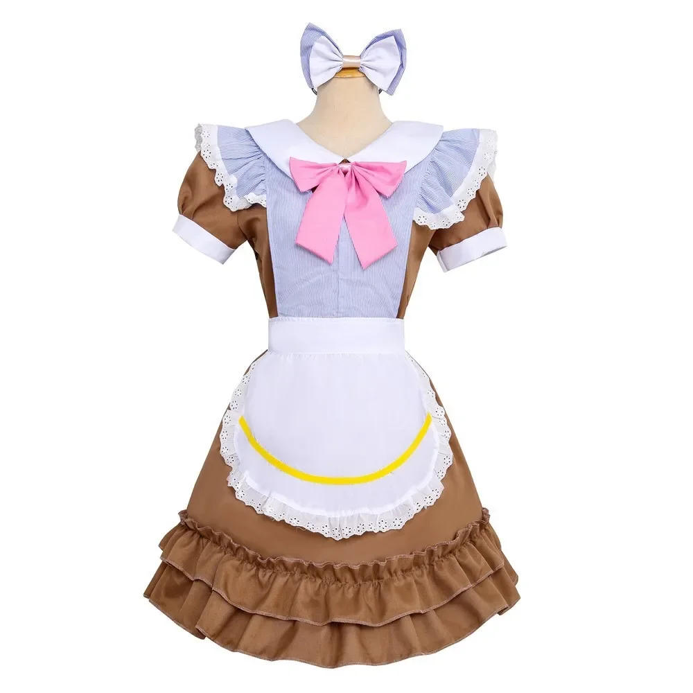 Halloween Vampire Little Devil Maid Lolita Uniform Gothic brown and Red Anime Maid Cosplay Costume Sweet Japanese French Outfit