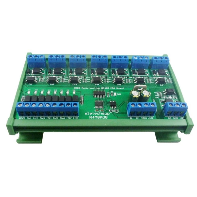 6-25 V 8 Geïsoleerde DIN35 UART RS485 MOSFET Module Modbus RTU Schakelaar Board Voor Relais PLC LED PTZ