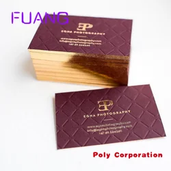 Custom  Custom luxury gold foil recycled paper business card printing with golden border / edge