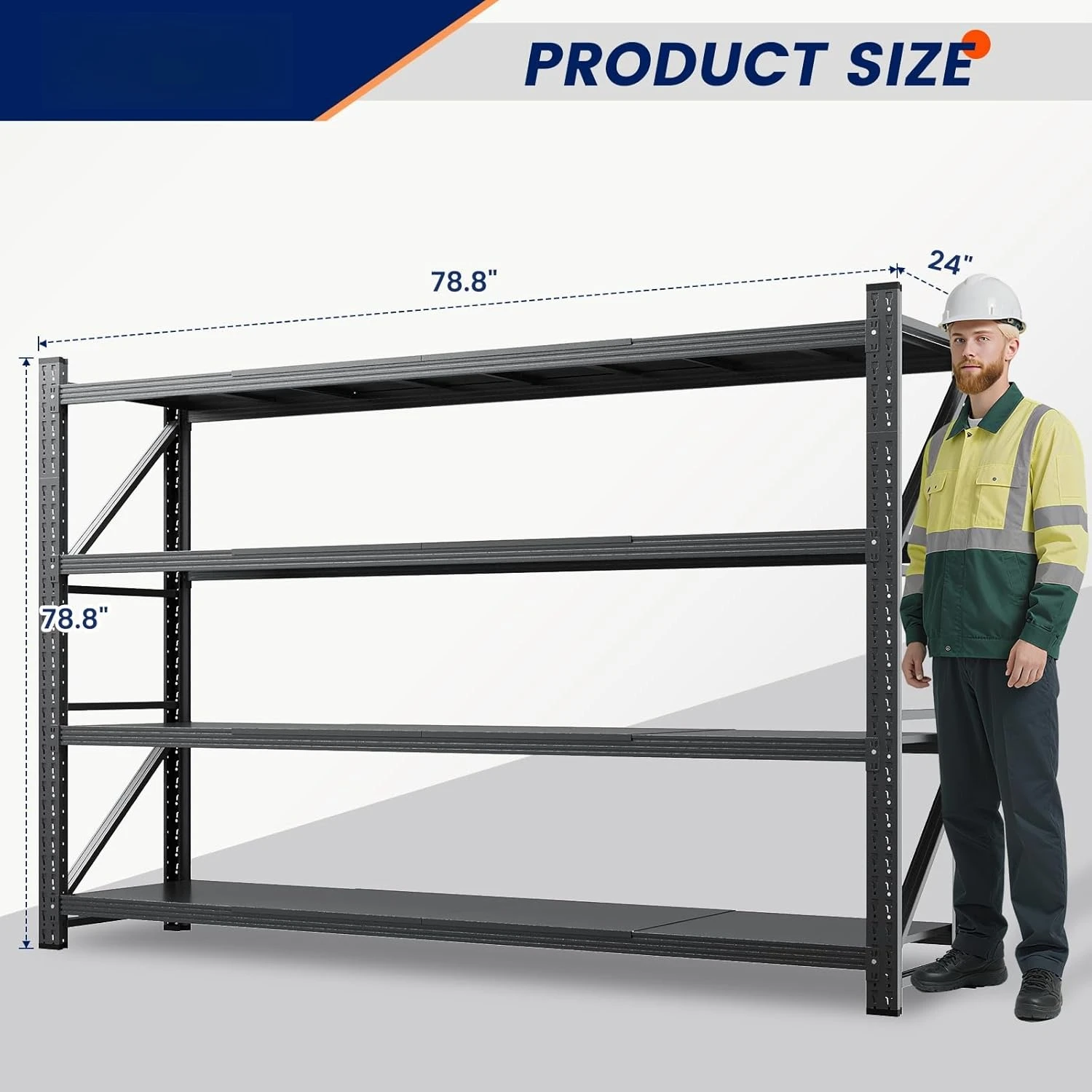 

79" W Metal Garage Storage Shelves,7000LBS Heavy Duty 4-Shelf Adjustable Steel Organization Shelving,Utility Rack Shelf