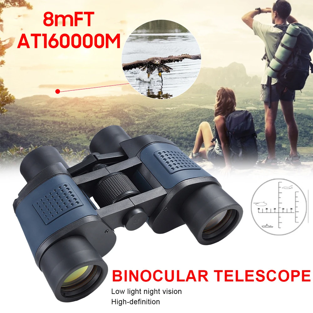 BAK4 Prism 80x80 Binoculars Low Light Night Vision Waterproof Binoculars with Compass and Carrying Lanyard for Outdoor camping