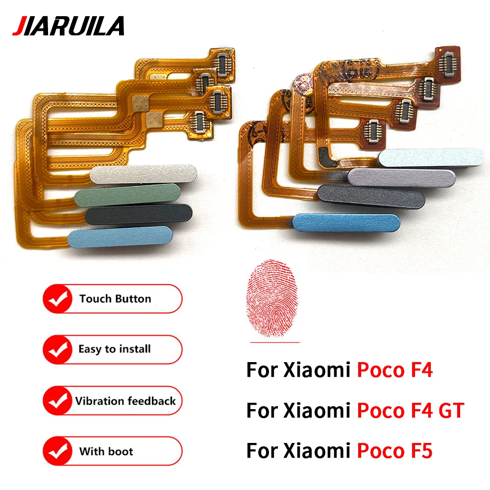 10Pcs\Lot Tested Well Fingerprint Sensor Scanner For Xiaomi Poco F4 GT F5 Touch ID Connect Home Button Flex Cable Parts