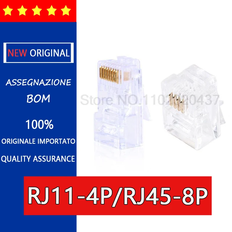 RJ11 telefono crystal head four core 6 p4c telefono crystal head 2-4 core wire universale