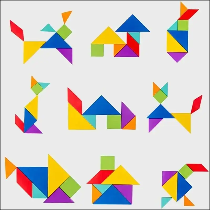 Livre de puzzle Tangram magnétique en bois pour enfants, jouets portables, Montessori, apprentissage de l'intelligence