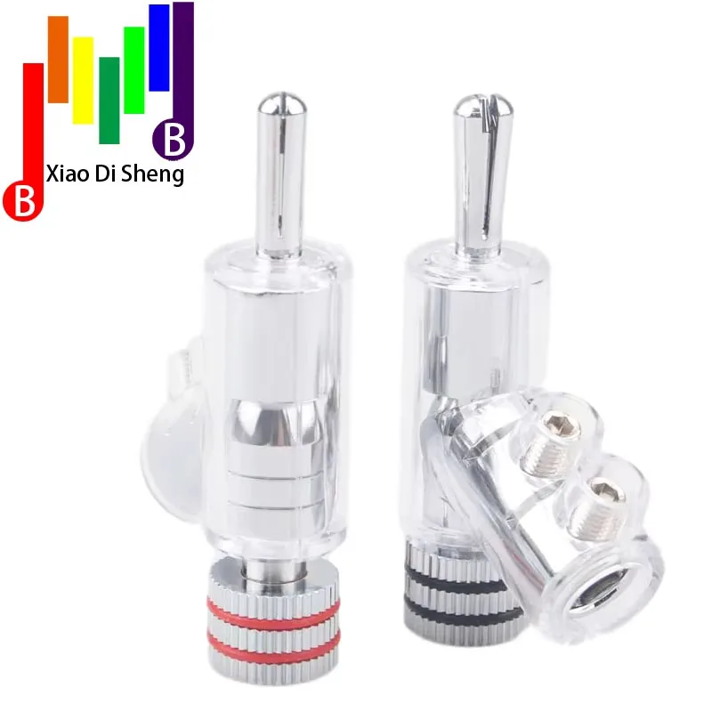 4pcs Hi-end  Brass Copper Plated Gold or Rhodium Gun-type Audio Video Speaker Adapter 6mm banana connector Audio Plug Jack