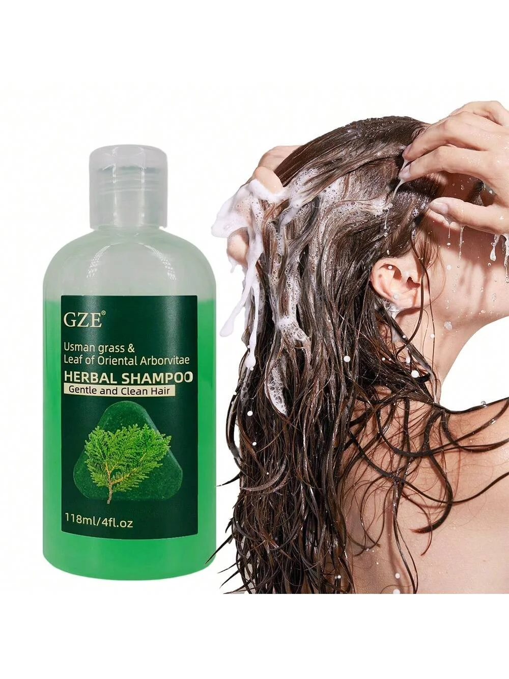GZE Platycladus Orientalis & Usmant Herb Shampoo, limpieza suave para todo tipo de cabello, control de aceite hidratante