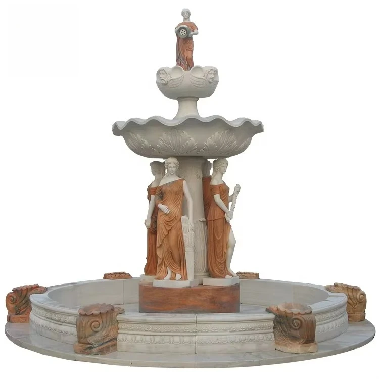 Beautiful Marble Water Fountain Sculpture With Angel in the Center