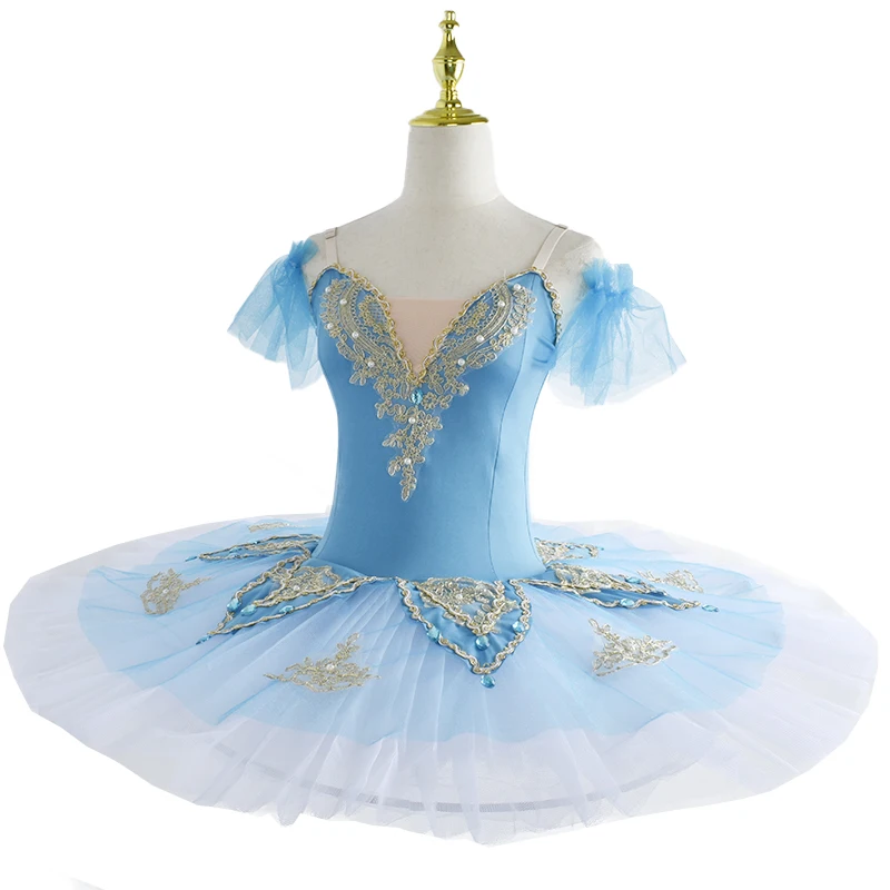 Vestido de balé para mulheres e meninas, Blue Swan Lake, panqueca tutu, bailarina vestido para adulto e criança