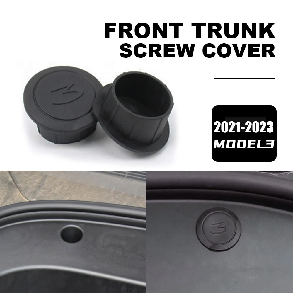 2pcs For Tesla Model 3 2021-2023 Rubber Car Front Trunk Storage Box Screw Protective Cap Anti-Dust Covers Auto Tuning Accessorie