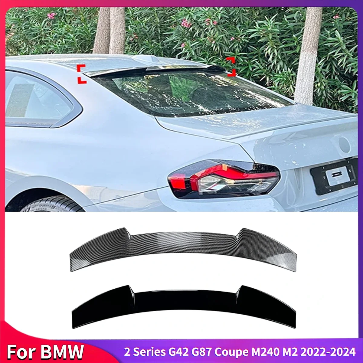 

For BMW 2 Series G42 G87 Coupe M240 M2 2022-2024 Rear Top Trunk Roof Spoiler Wing Tails Spoilers Wings Tail Splitter Lip Bodykit