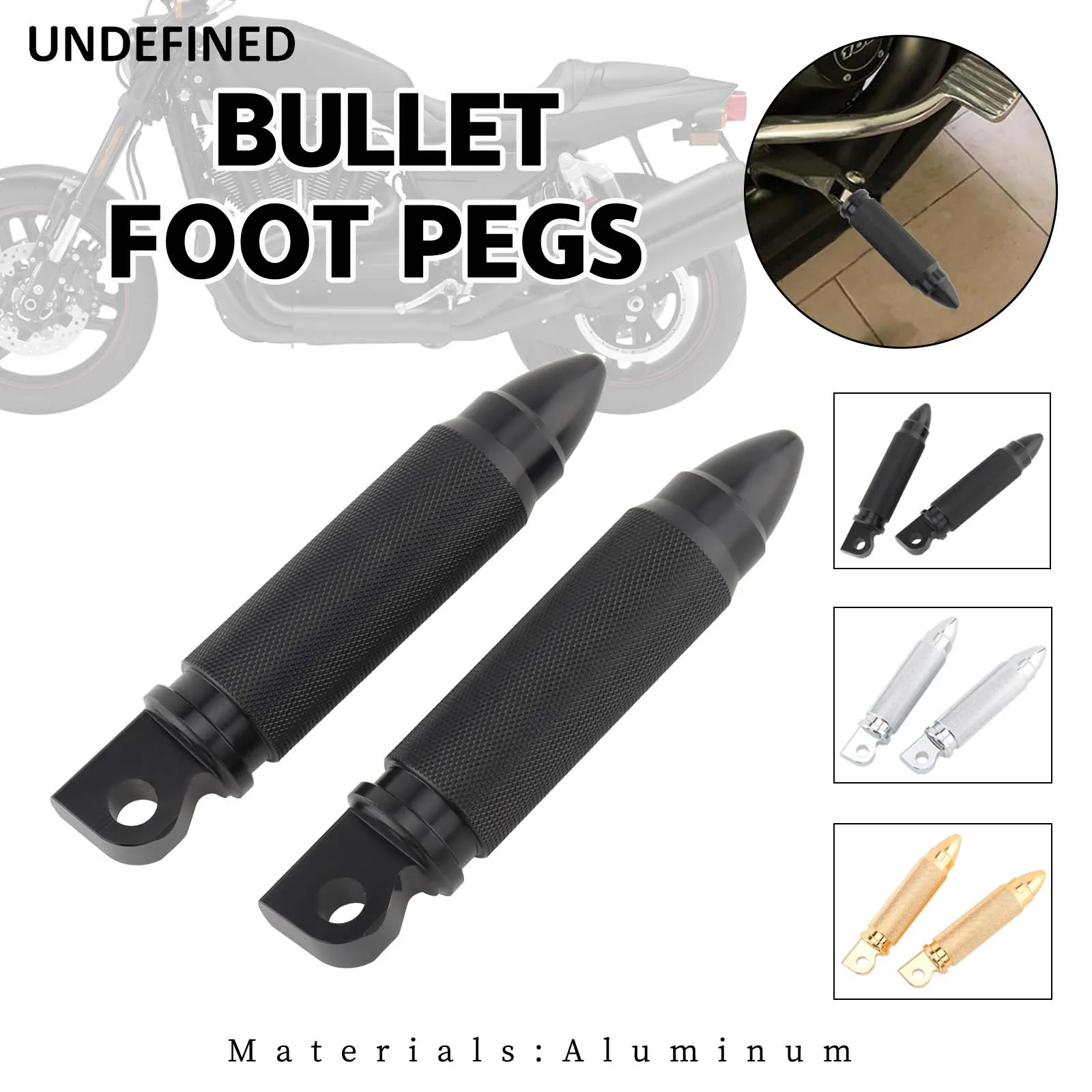 

Bullet Foot Pegs Motorcycle Footrests Pedals for Harley Sportster XL 883 1200 Dyna Fatboy Street Bob Wide Glide Bobber Chopper